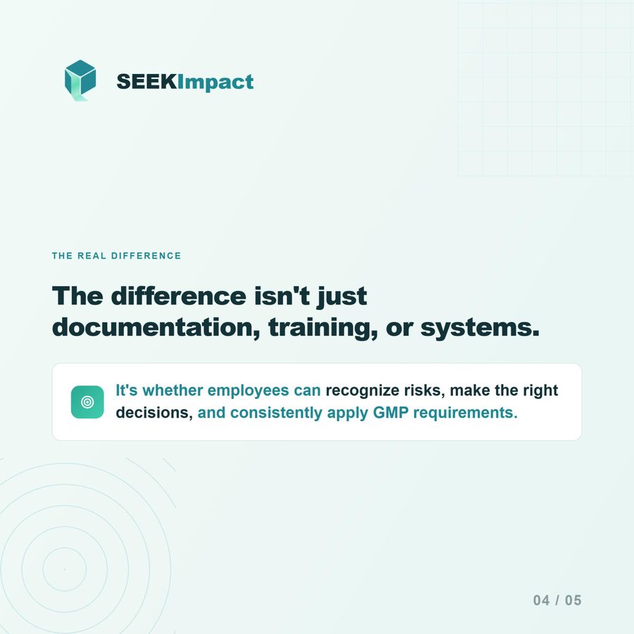 The difference isn't just documentation, training, or systems. It's whether employees can recognize risks, make the right decisions, and consistently apply GMP requirements.